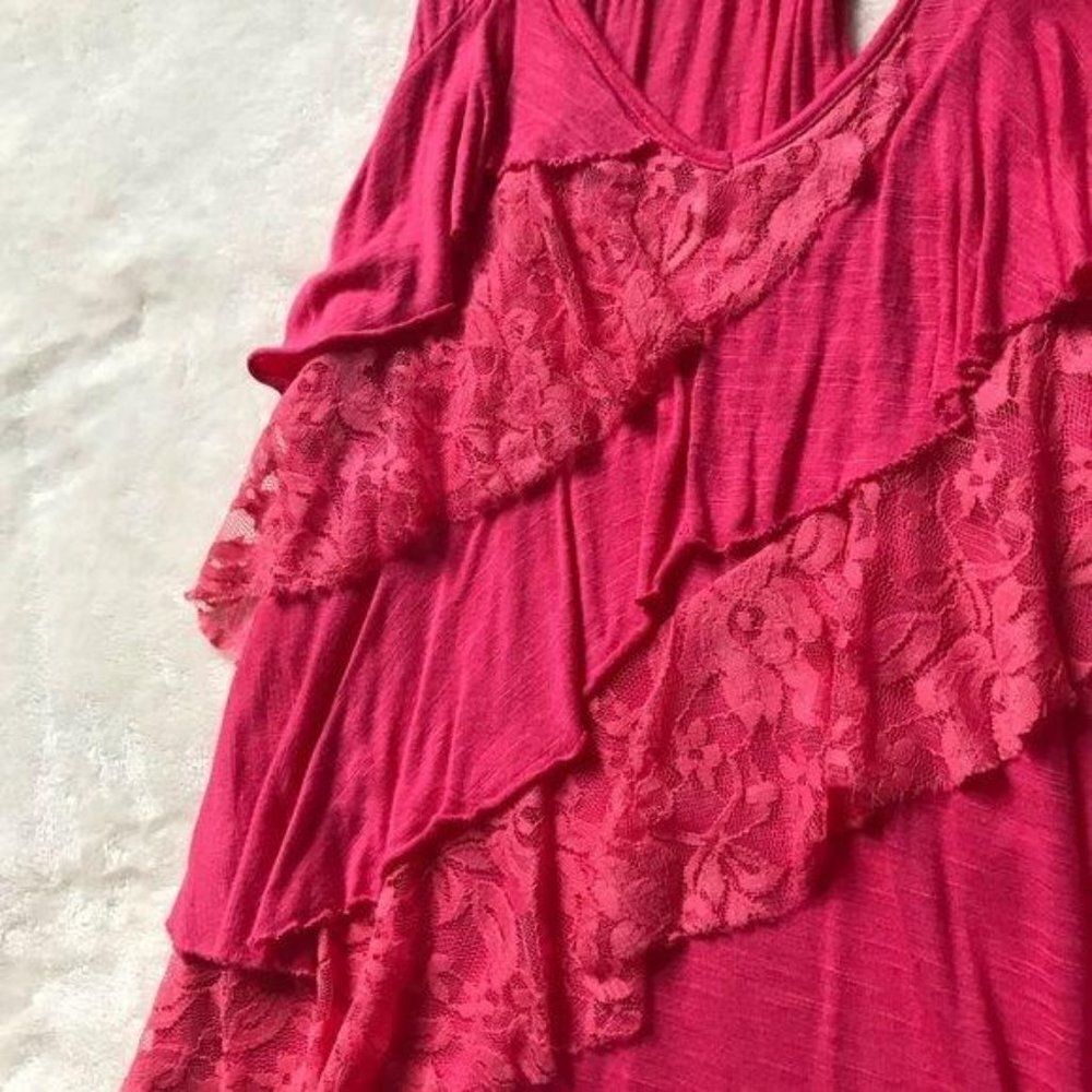 Eyelash Couture Ruffle Tank Top Pink Small - Picture 7 of 9
